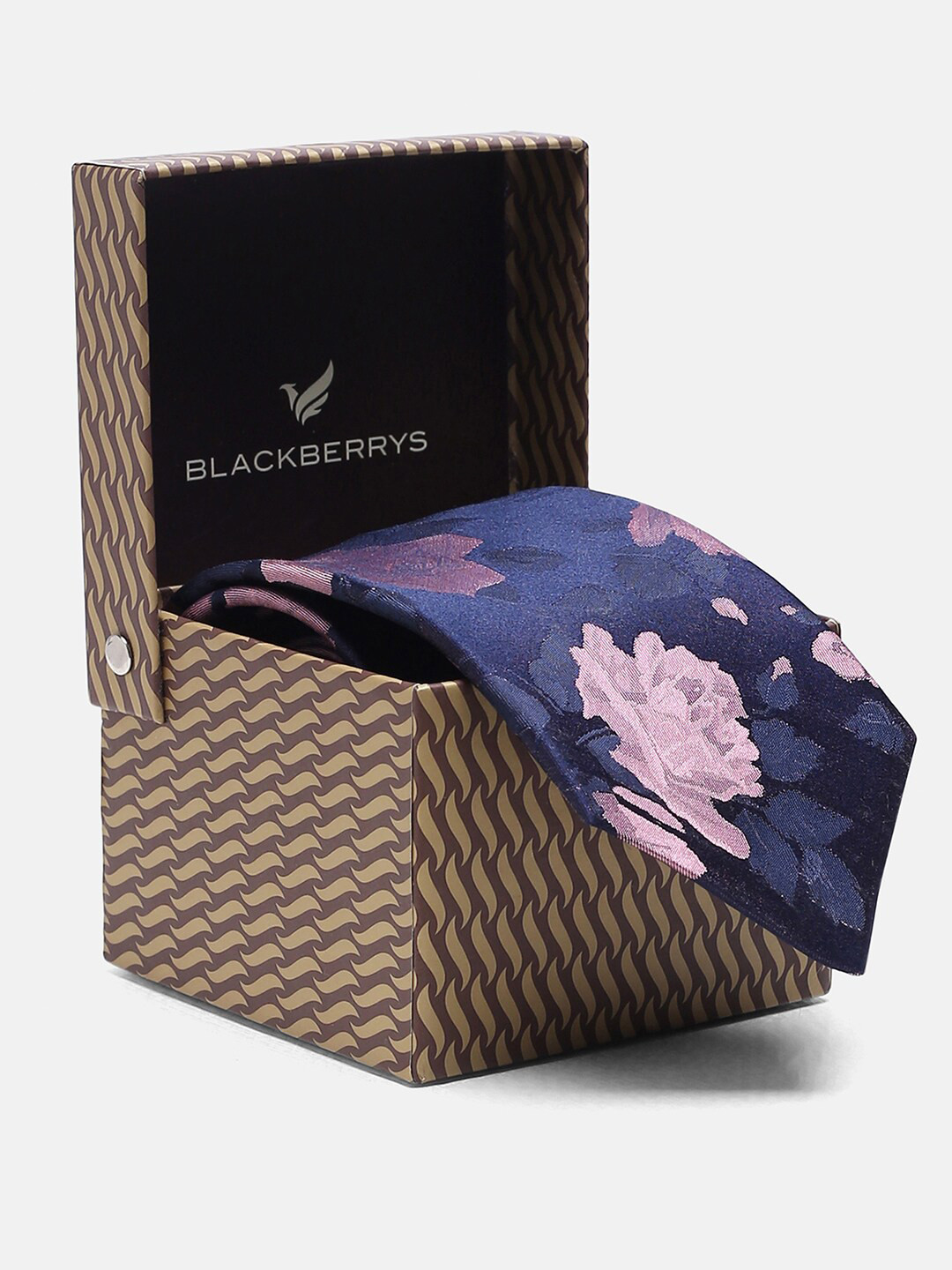 

Blackberrys Woven Design Pure Silk Skinny Tie, Navy blue