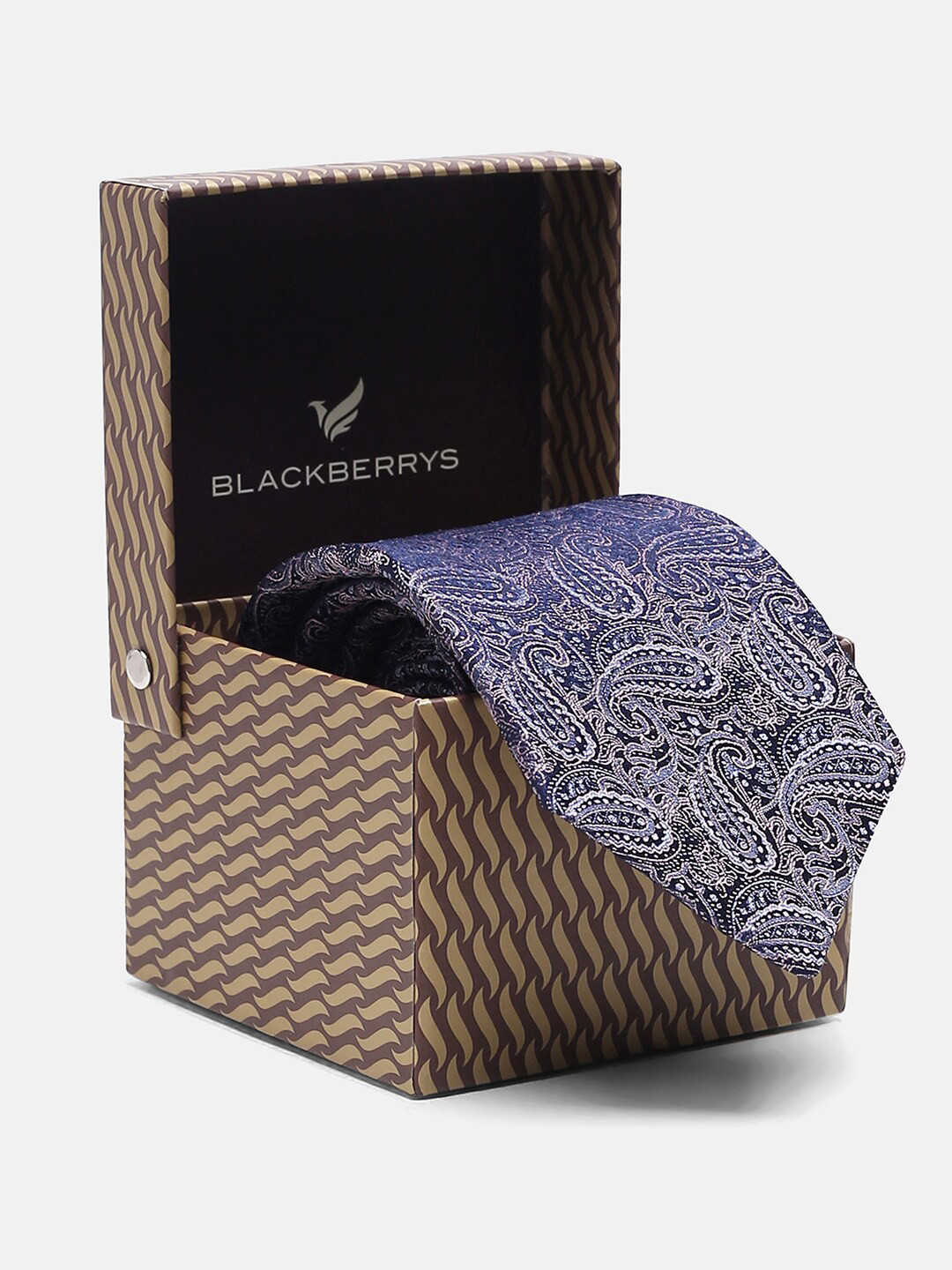 

Blackberrys Men Printed Silk Skinny Tie, Blue