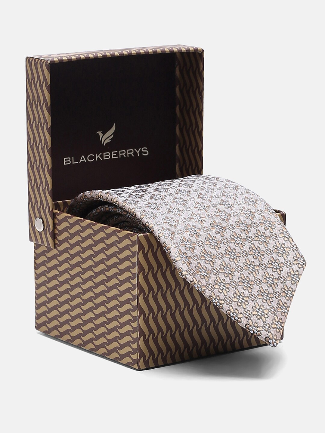 

Blackberrys Woven Design Pure Silk Skinny Tie, Beige