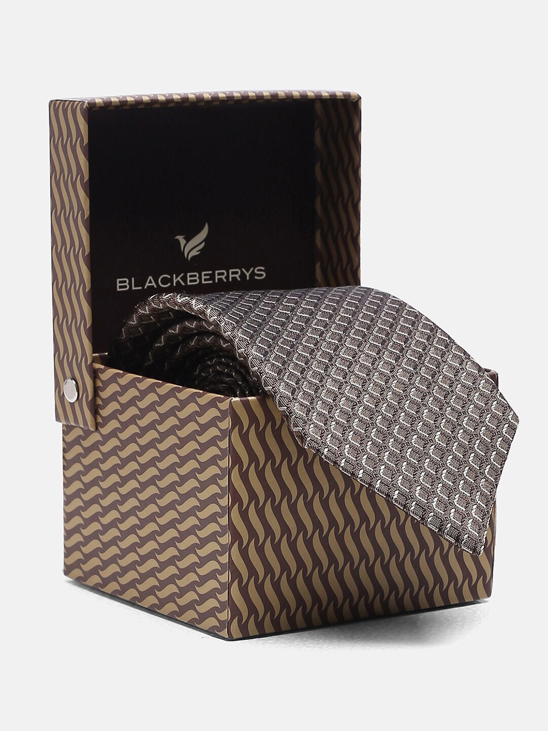 

Blackberrys Woven Design Pure Silk Skinny Tie, Brown