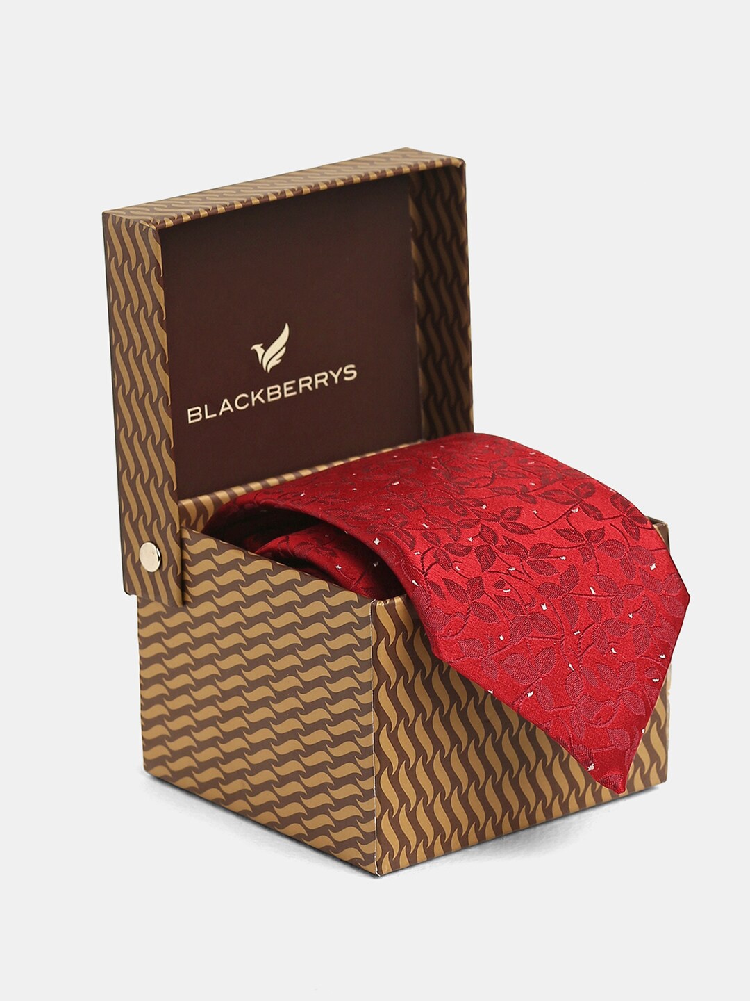 

Blackberrys Men Woven Design Skinny Tie, Red