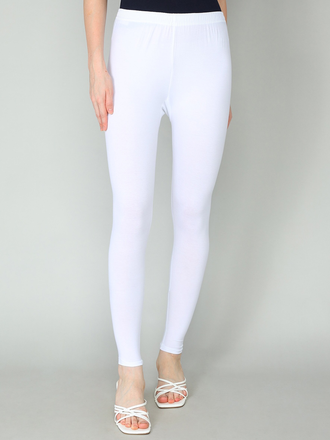 

Redden Women Bio Washed Pure Cotton Ankle Length Leggings, White