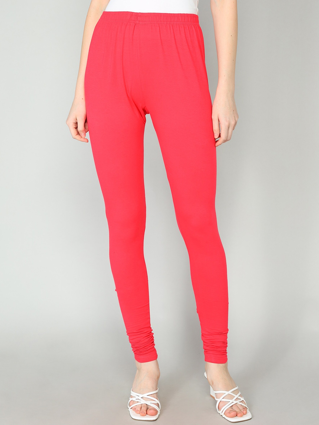 

Redden Women Bio Washed Pure Cotton Churidar Length Leggings, Red