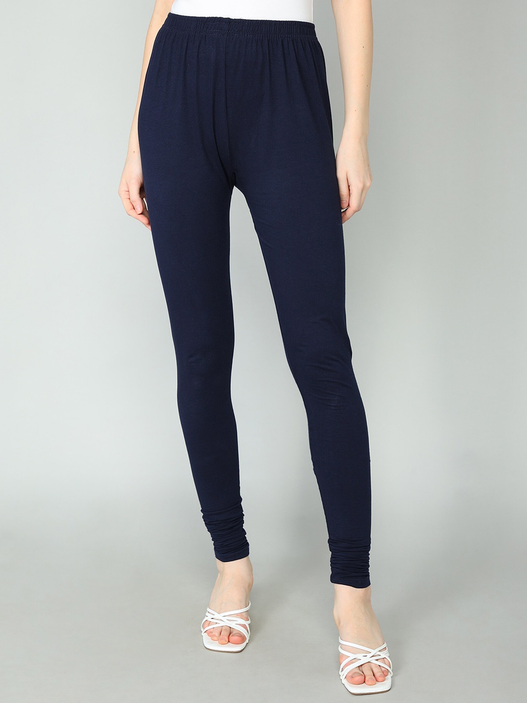 

Redden Women Bio Washed Pure Cotton Churidar Length Leggings, Navy blue