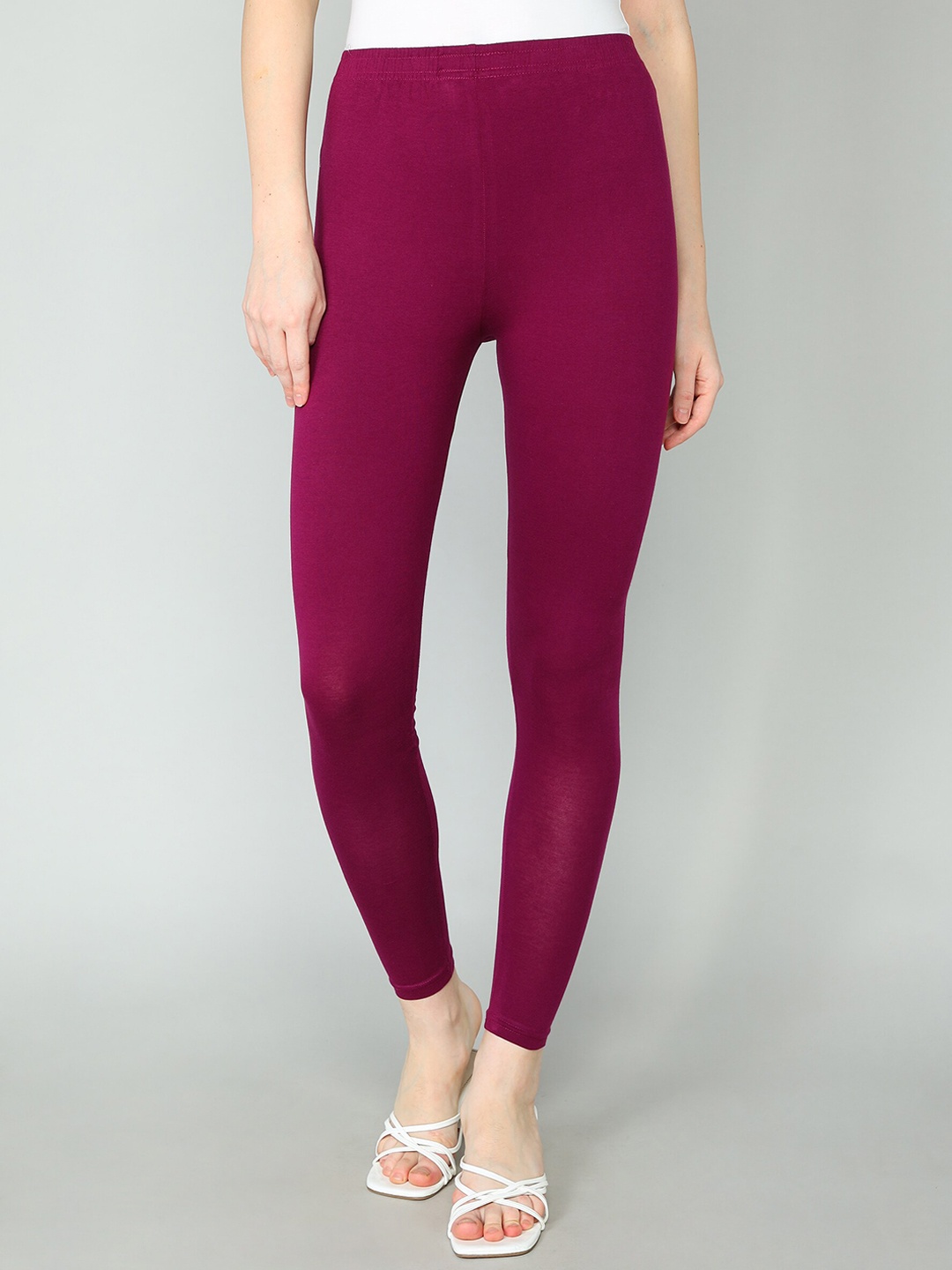

Redden Women Bio Washed Pure Cotton Ankle Length Leggings, Purple