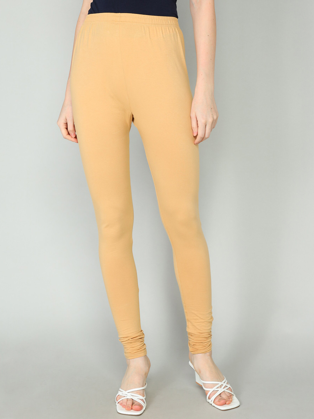 

Redden Women Bio Washed Pure Cotton Churidar Length Leggings, Beige