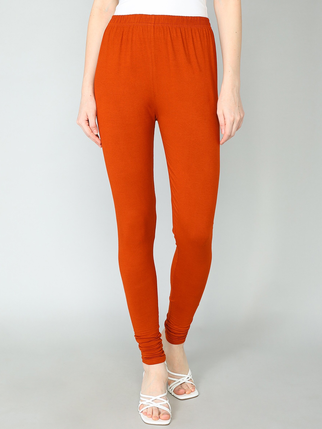 

Redden Women Bio Washed Pure Cotton Churidar Length Leggings, Rust
