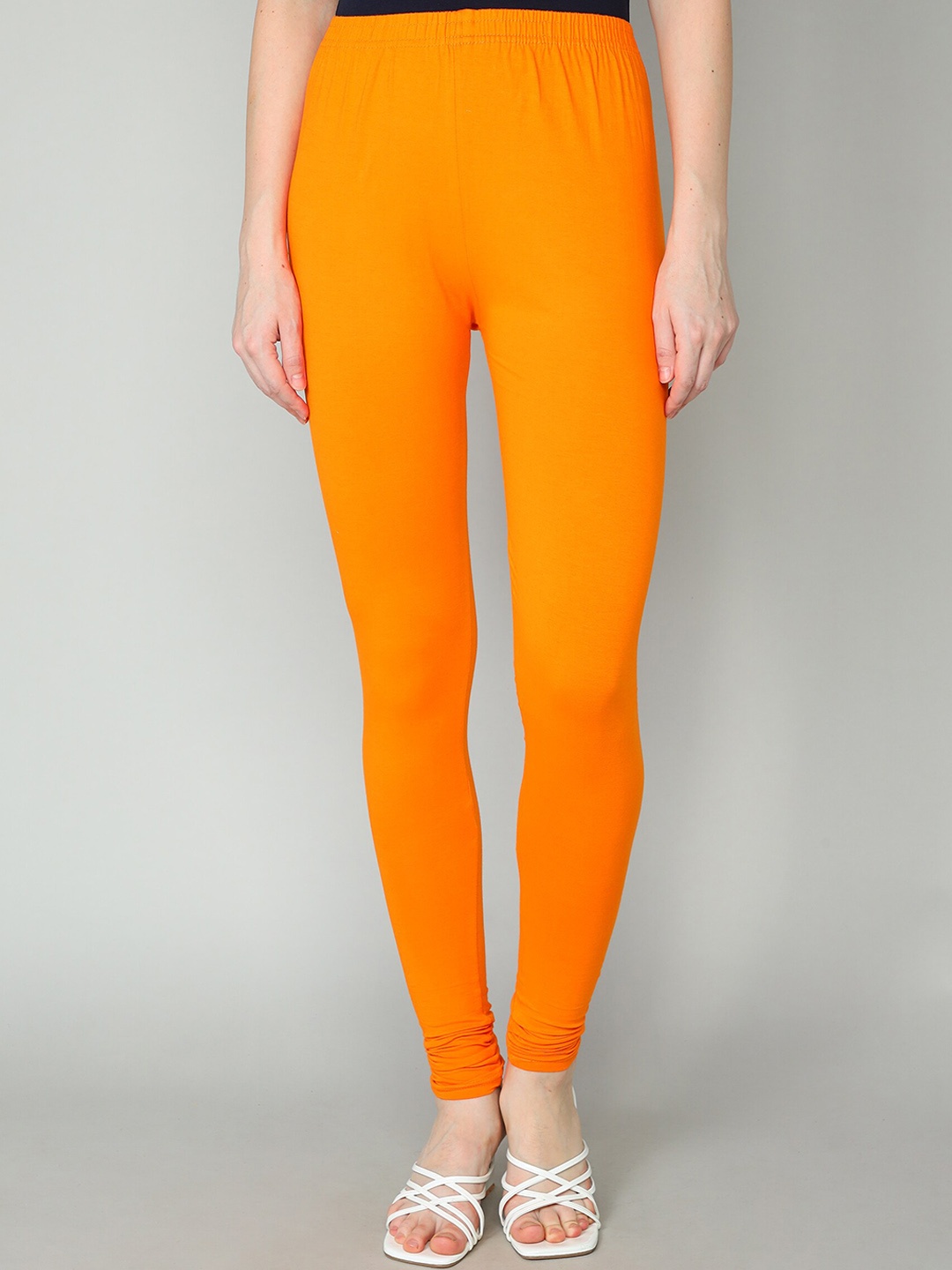 

Redden Women Bio Washed Pure Cotton Churidar Length Leggings, Orange