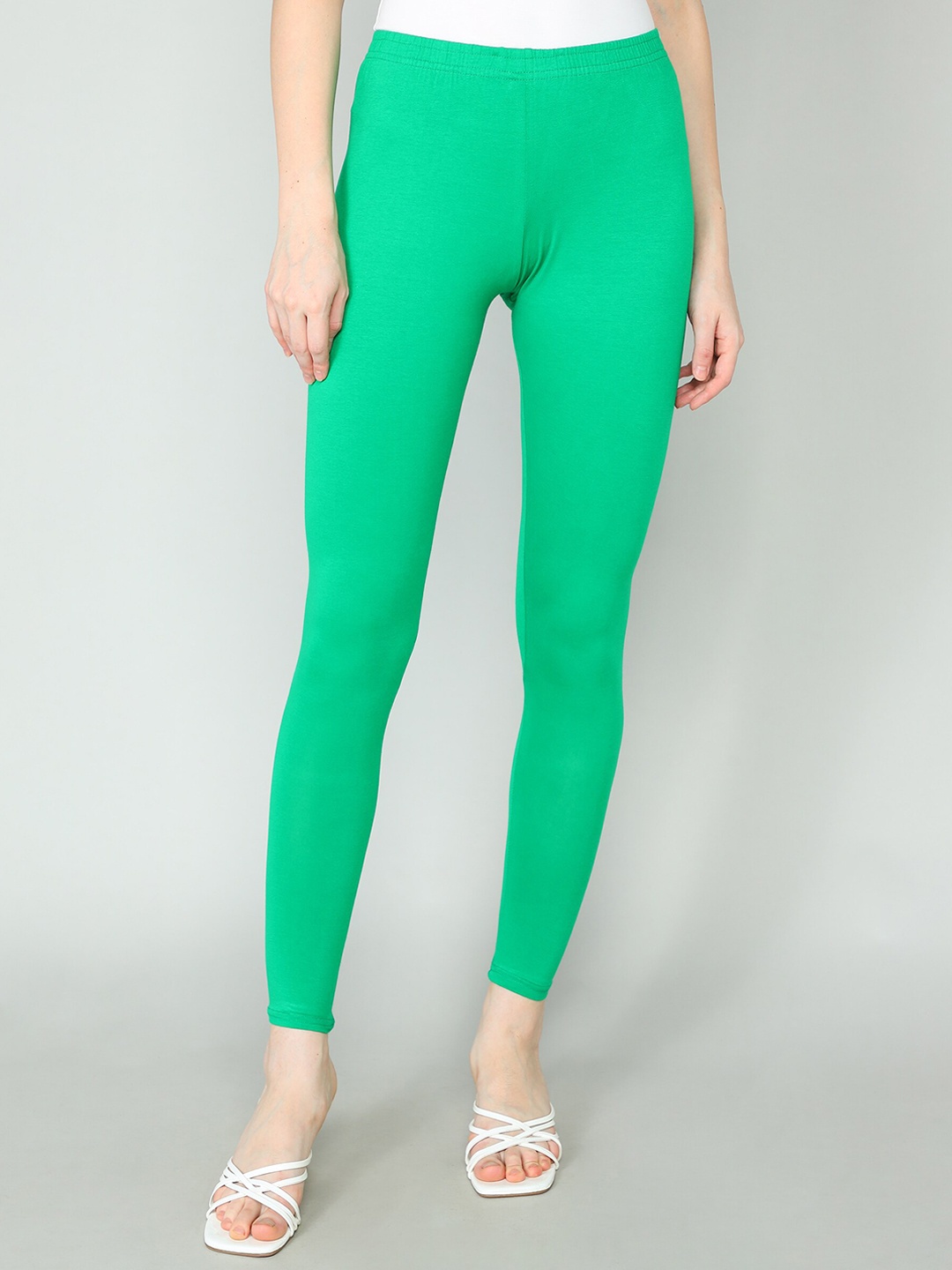 

Redden Women Bio Washed Pure Cotton Ankle Length Leggings, Green