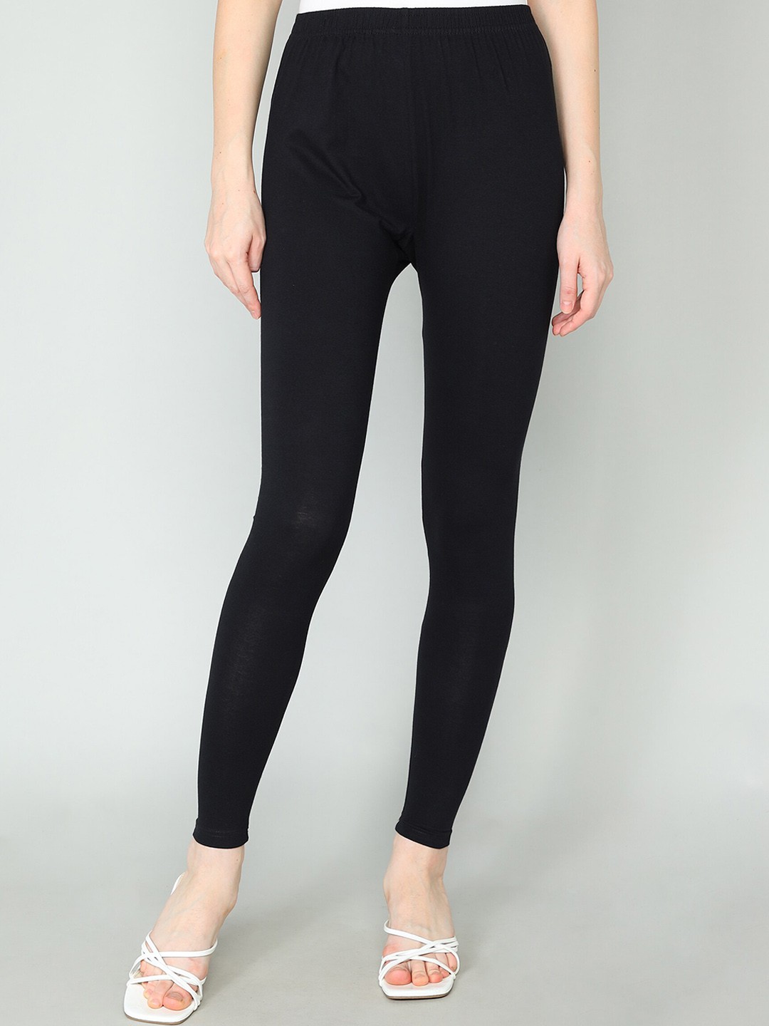

Redden Women Bio Washed Pure Cotton Ankle Length Leggings, Black
