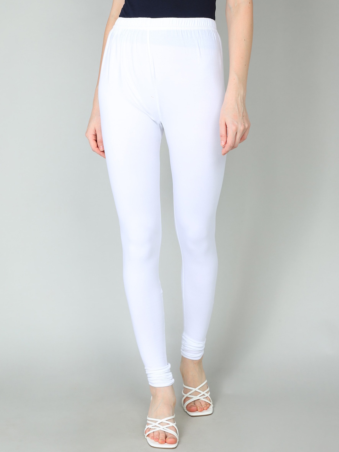 

Redden Women Bio Washed Pure Cotton Churidar Length Leggings, White