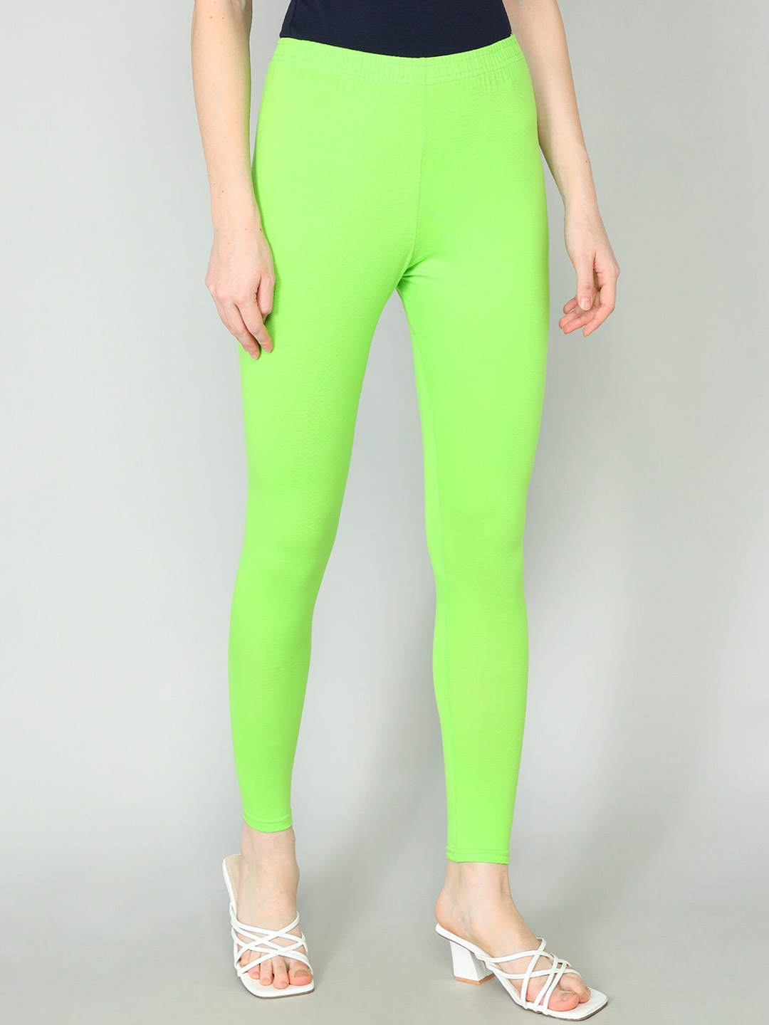 

Redden Women Bio Washed Pure Cotton Ankle Length Leggings, Green