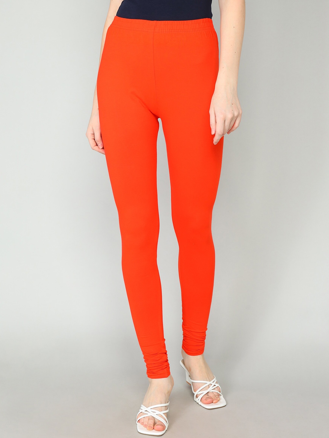

Redden Women Bio Washed Pure Cotton Churidar Length Leggings, Orange