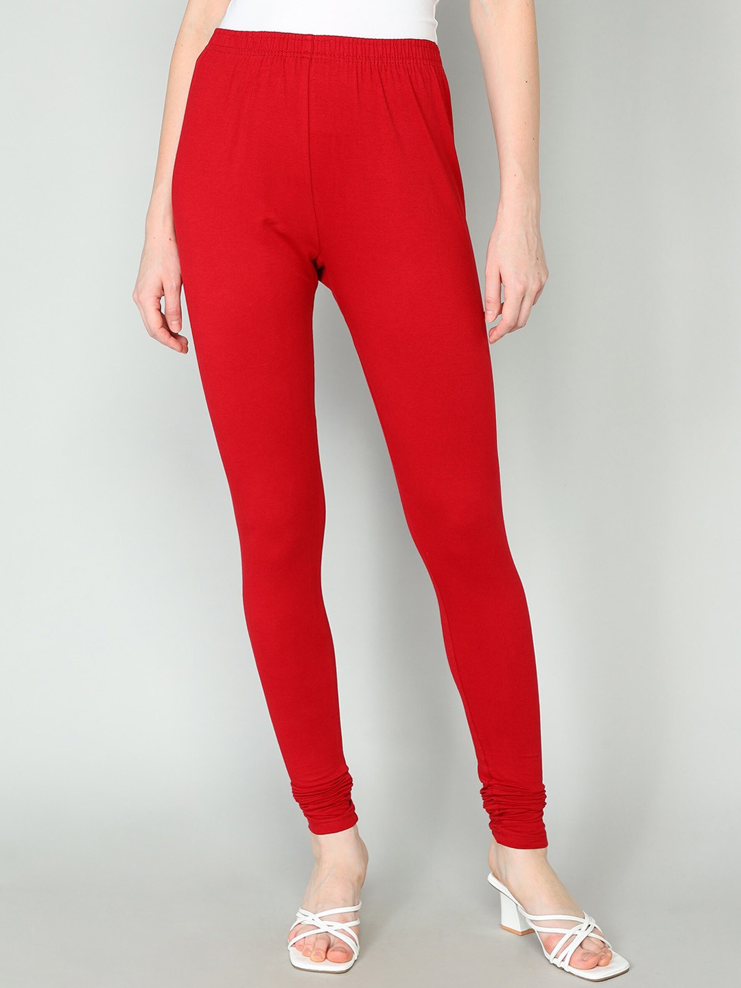 

Redden Women Bio Washed Pure Cotton Churidar Length Leggings, Red