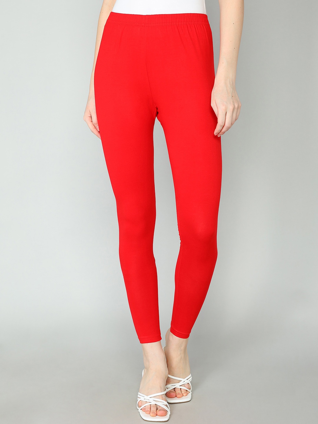 

Redden Women Bio Washed Pure Cotton Ankle Length Leggings, Red