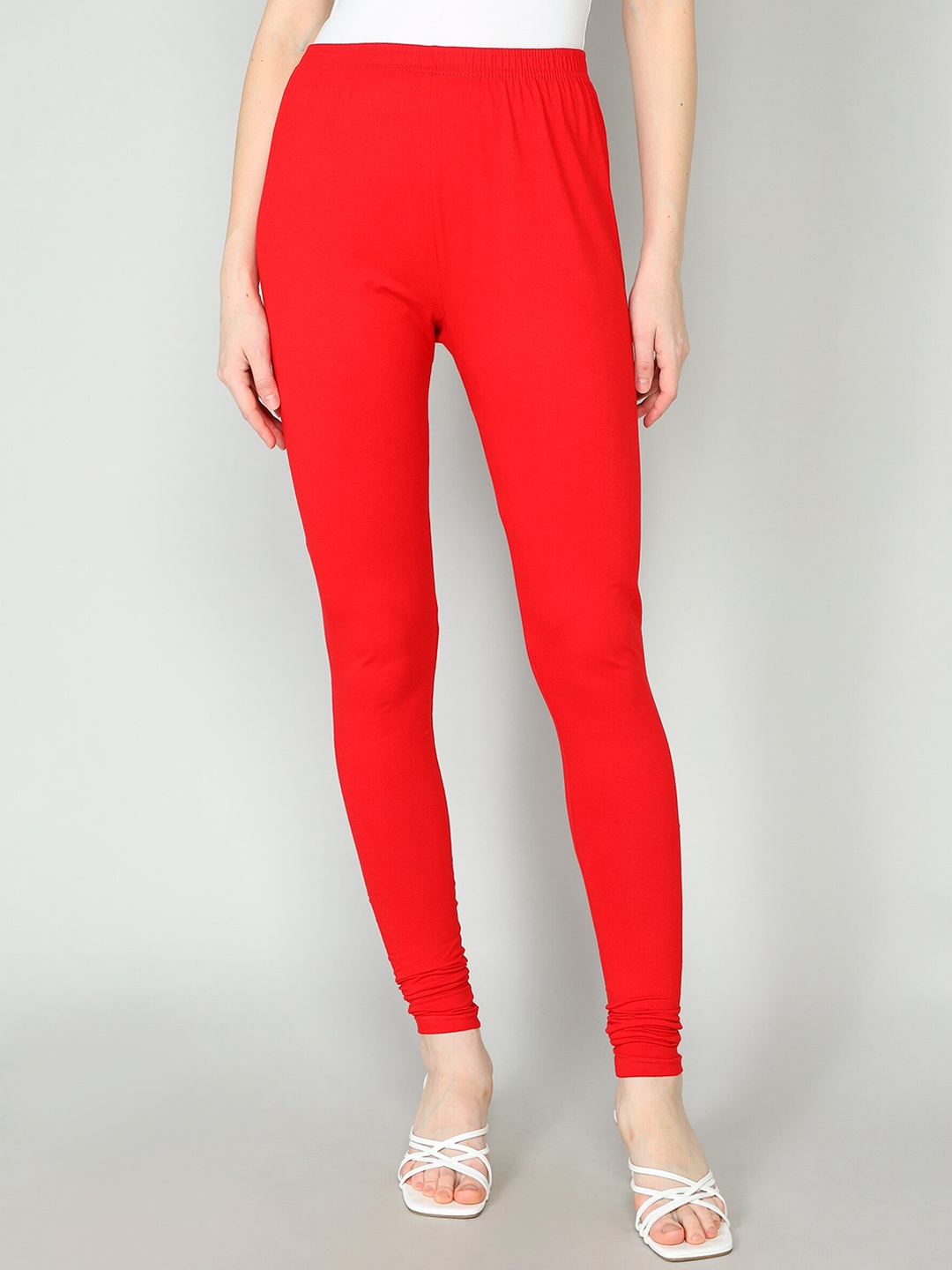 

Redden Women Bio Washed Pure Cotton Churidar Length Leggings, Red