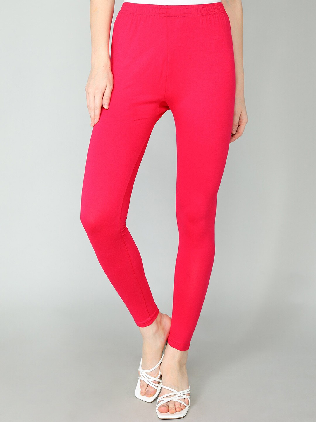 

Redden Women Bio Washed Pure Cotton Ankle Length Leggings, Red
