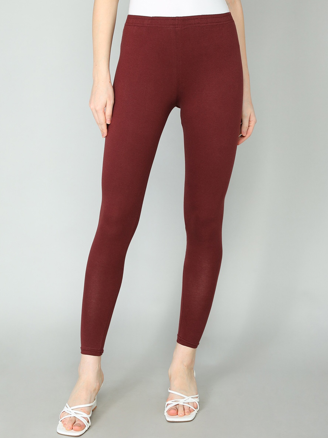 

Redden Women Pure Cotton Ankle-Length Leggings, Brown