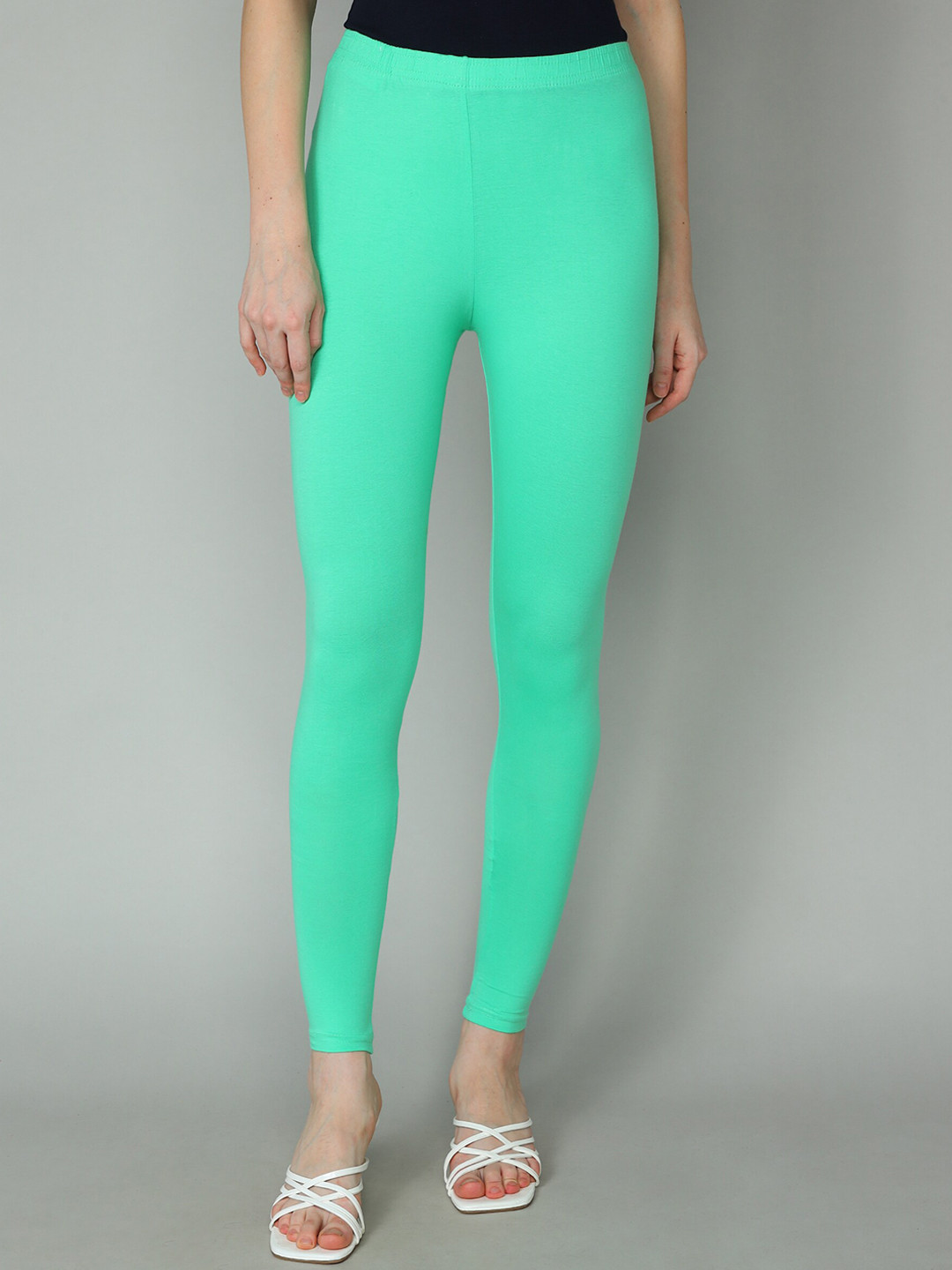 

Redden Women Pure Cotton Ankle-Length Leggings, Sea green