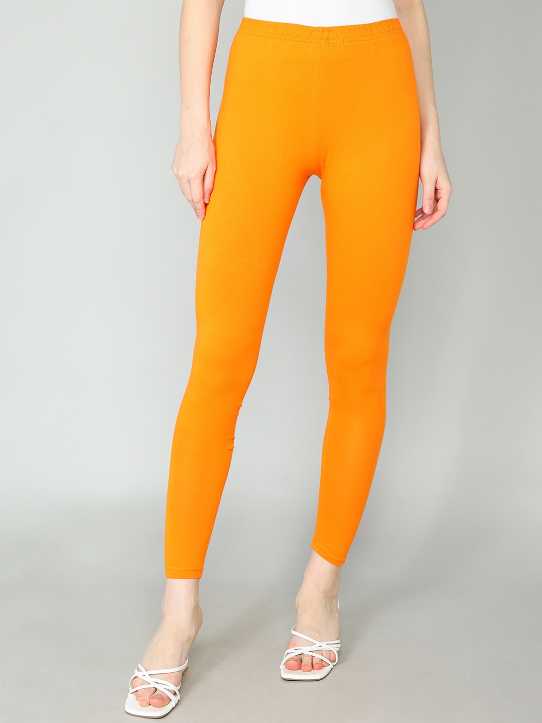 

Redden Women Bio-Washed Pure Cotton Ankle-Length Leggings, Mustard