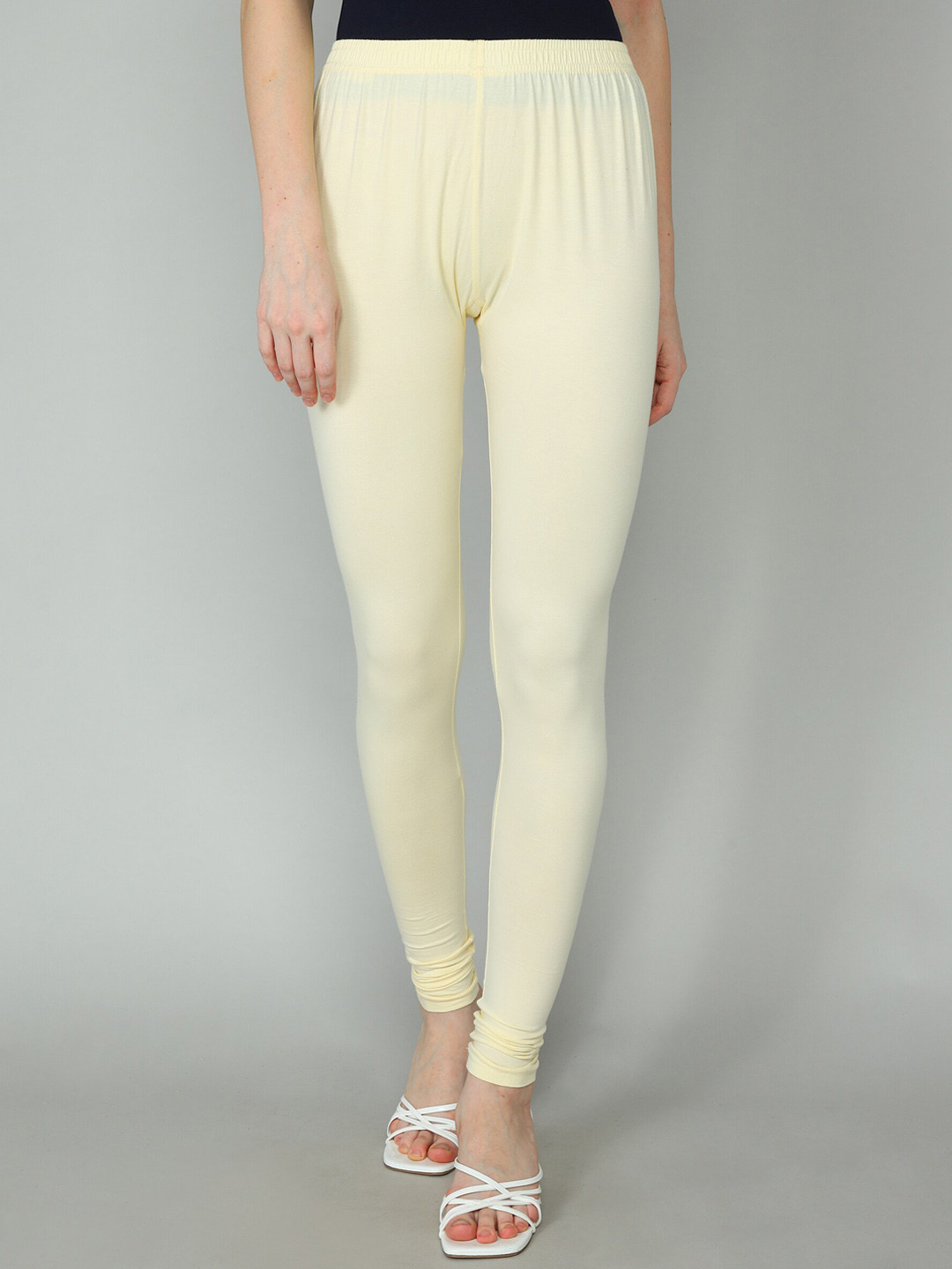 

Redden Women Bio-Washed Pure Cotton Churidar-Length Leggings, Cream