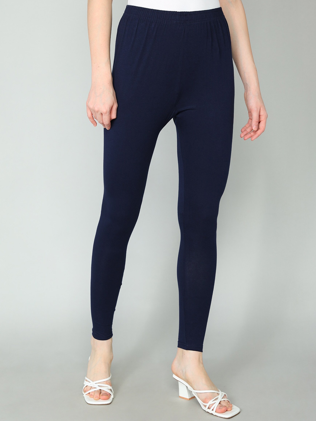 

Redden Women Bio-Washed Pure Cotton Ankle-Length Leggings, Blue