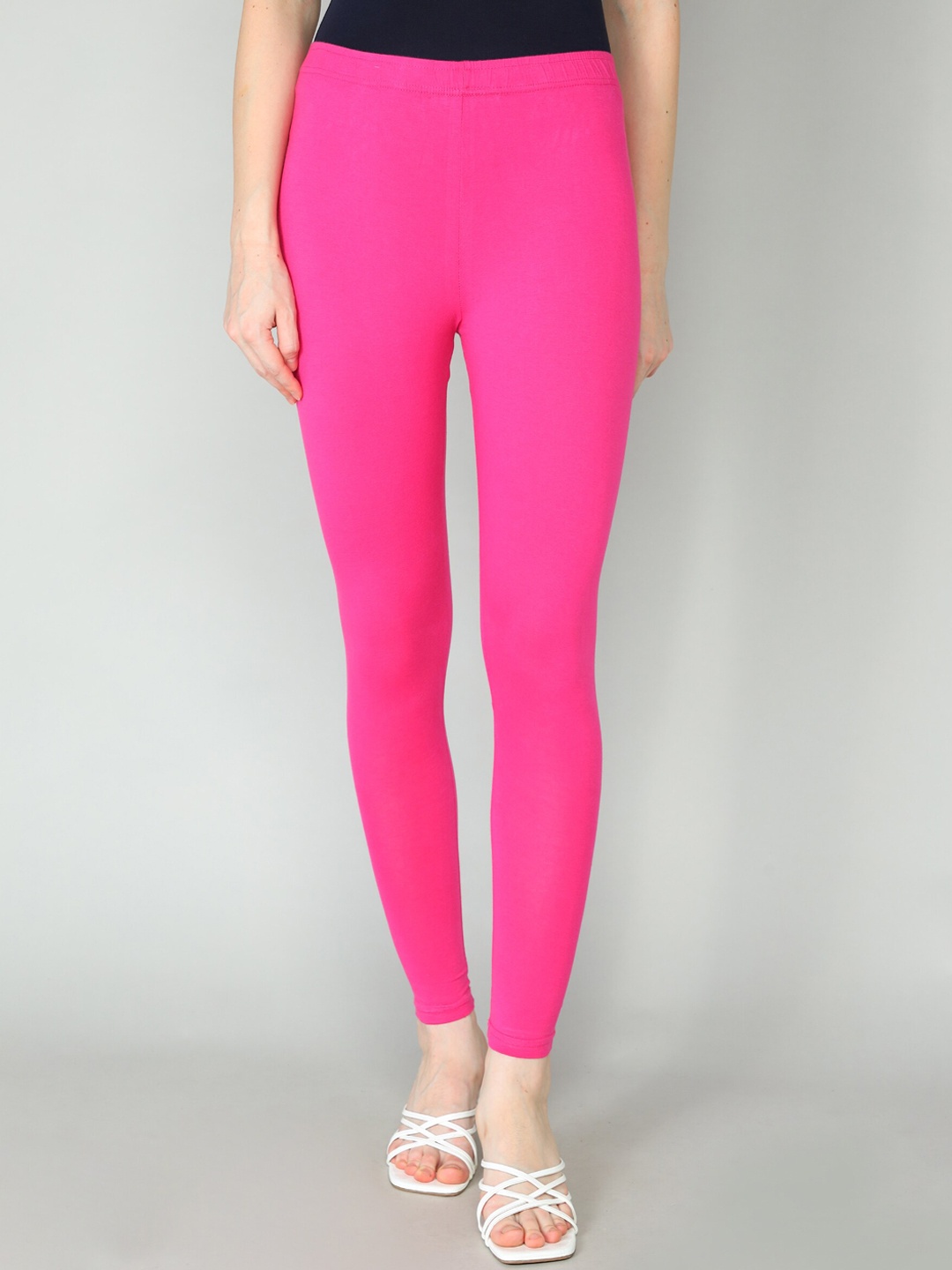

Redden Women Bio-Washed Pure Cotton Ankle-Length Leggings, Pink