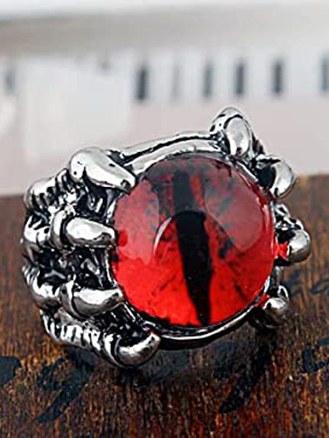 

VIEN Silver-Plated & Stone-Studded With Devil Eye-Charm Adjustable Finger Ring