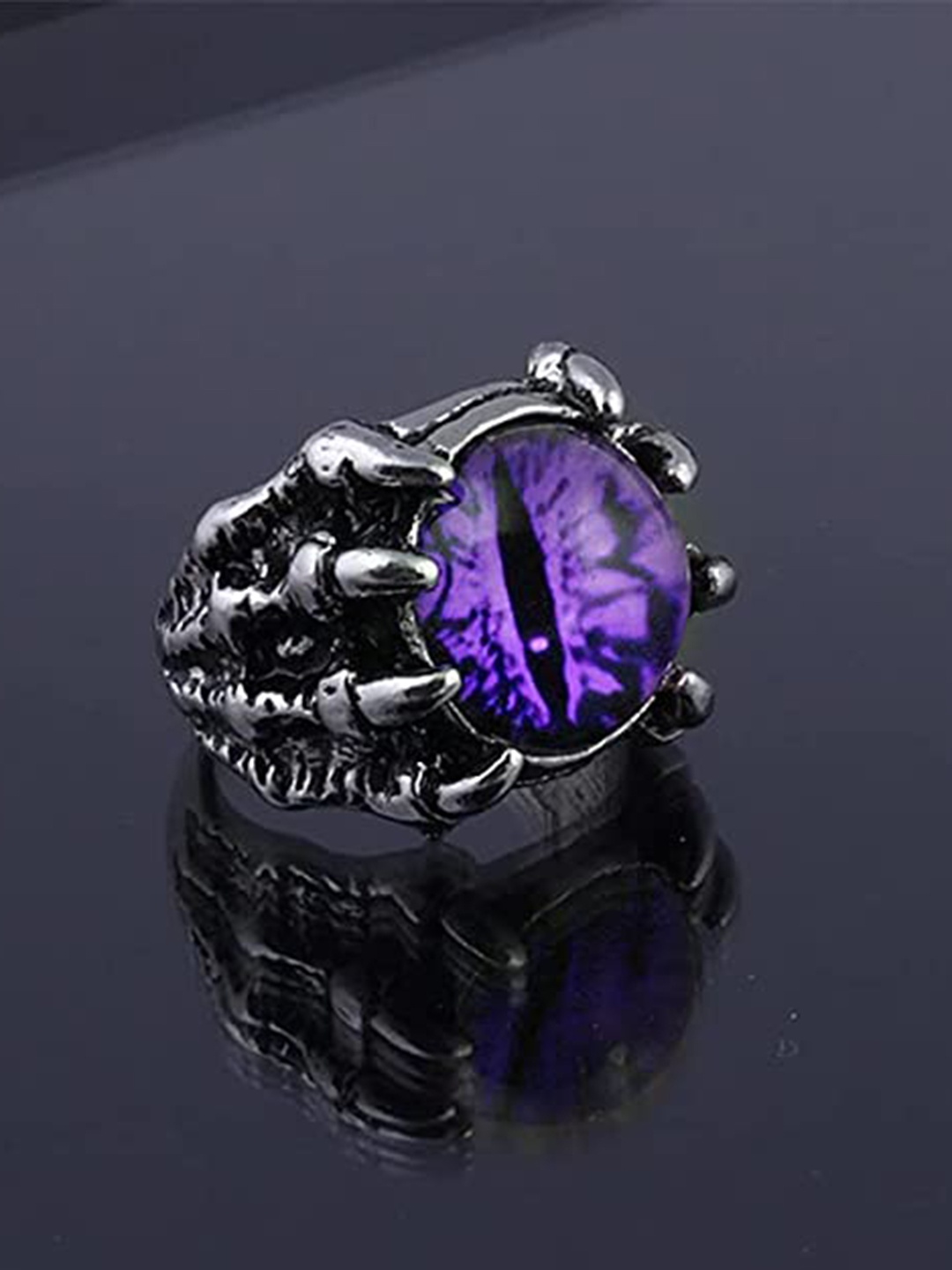 

VIEN Silver-Plated Devil's Eye Adjustable Finger Ring