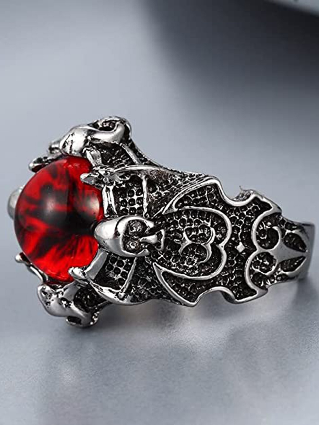

VIEN Silver-Plated Stone-Studded Adjustable Finger Ring