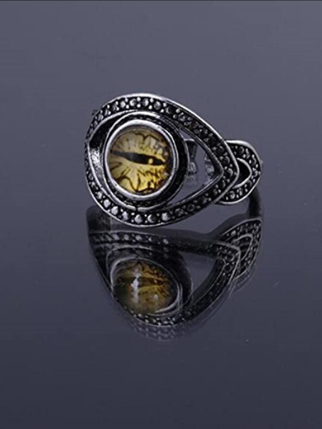 

VIEN Silver-Plated Stone-Studded Adjustable Finger Ring