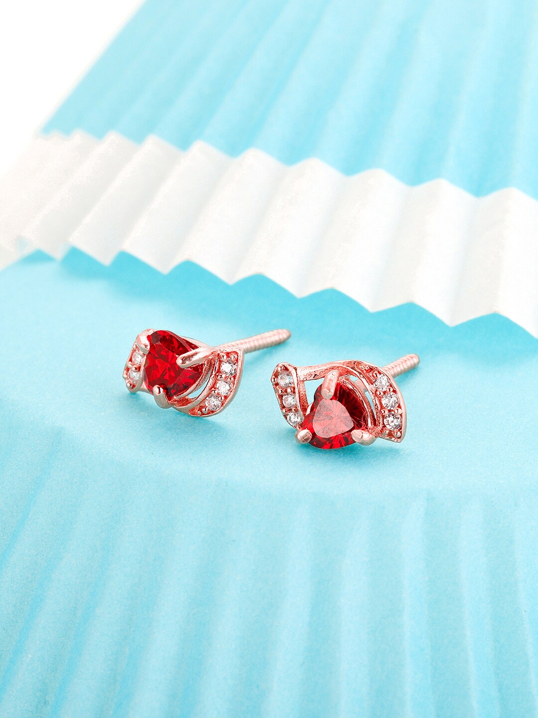 

GIVA 92.5 Sterling Silver Rose Gold-Plated Contemporary Studs Earrings