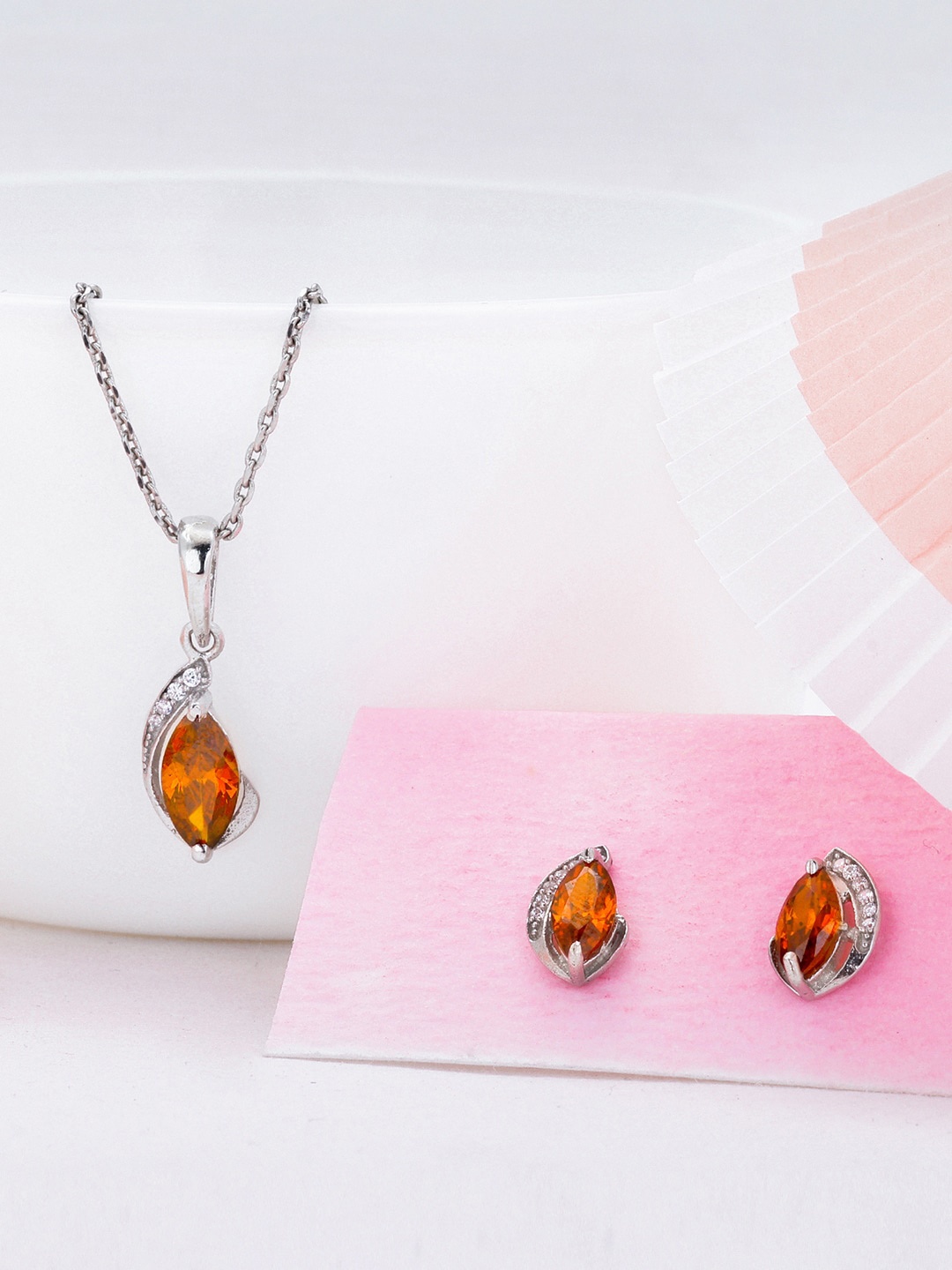 

GIVA 92.5 Sterling Silver Rhodium-Plated Stone-Studded Jewellery Set