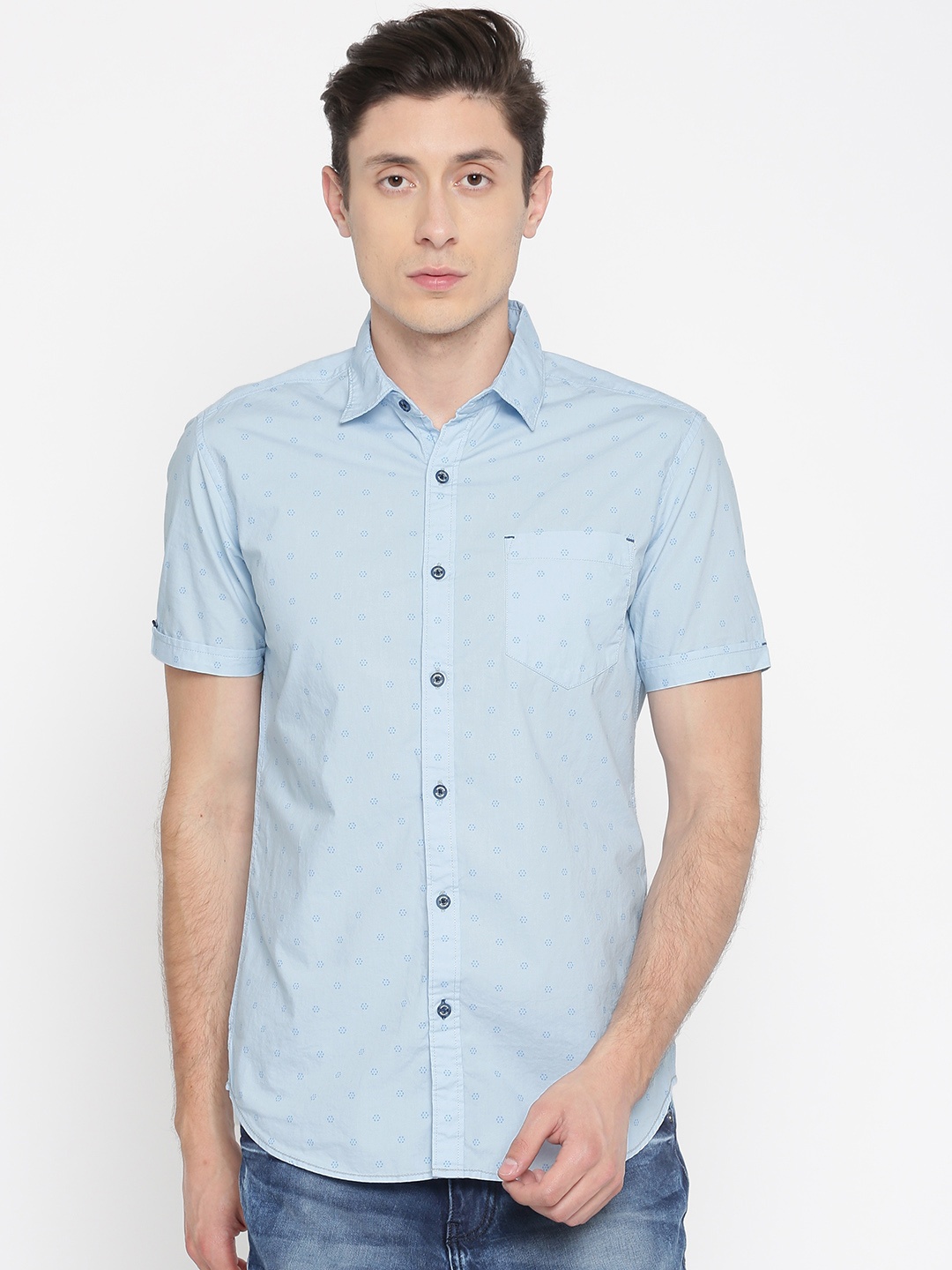 

LOCOMOTIVE Men Blue Slim Fit Printed Casual Shirt