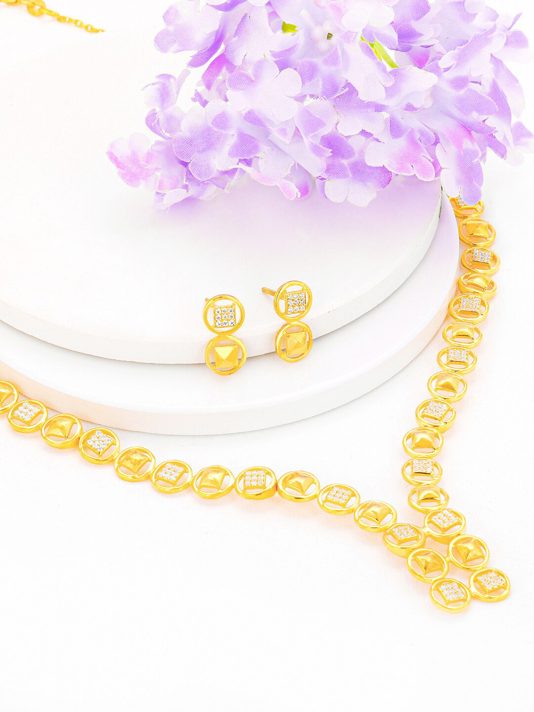 

GIVA 925 Sterling Silver Gold-Plated CZ-Studded Jewellery Set