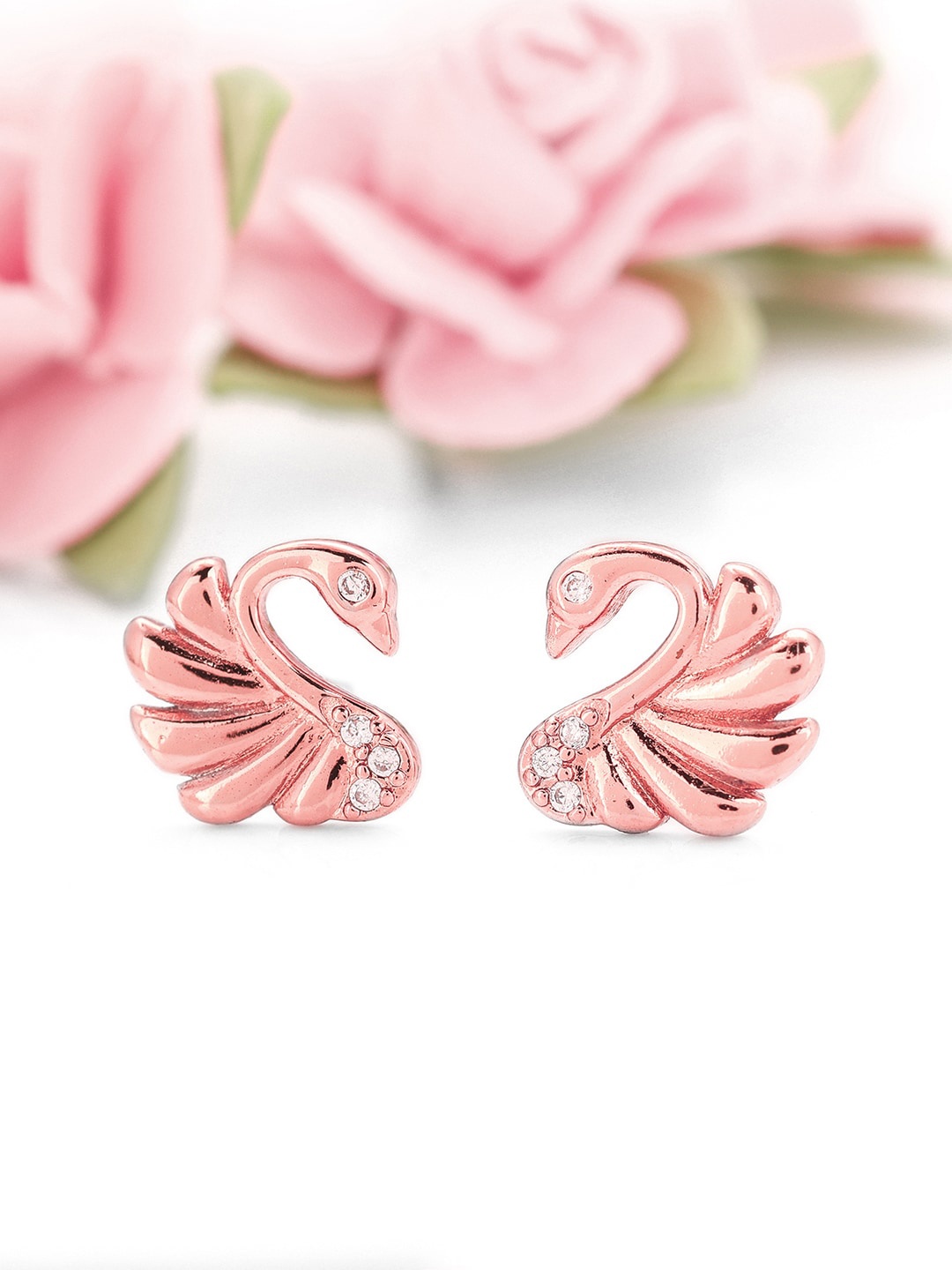 

GIVA 92.5 Sterling Silver Rose Gold-Plated Contemporary Studs Earrings