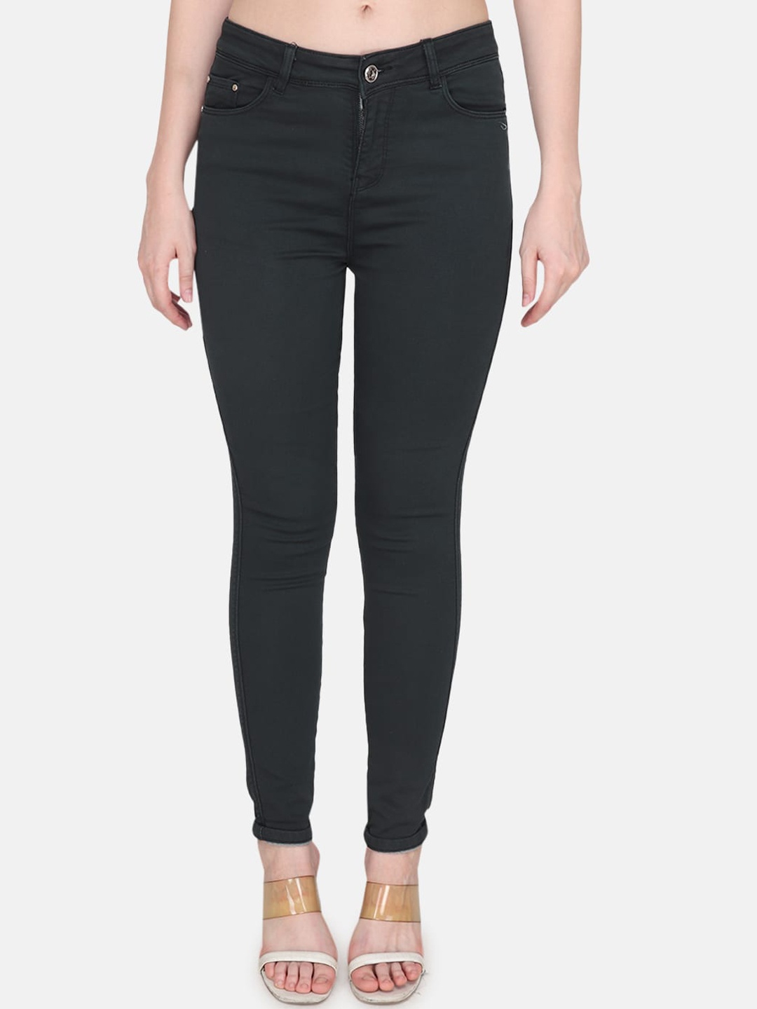

Steele Women Comfort Skinny Fit Mid-Rise Stretchable Pure Cotton Jeans, Black