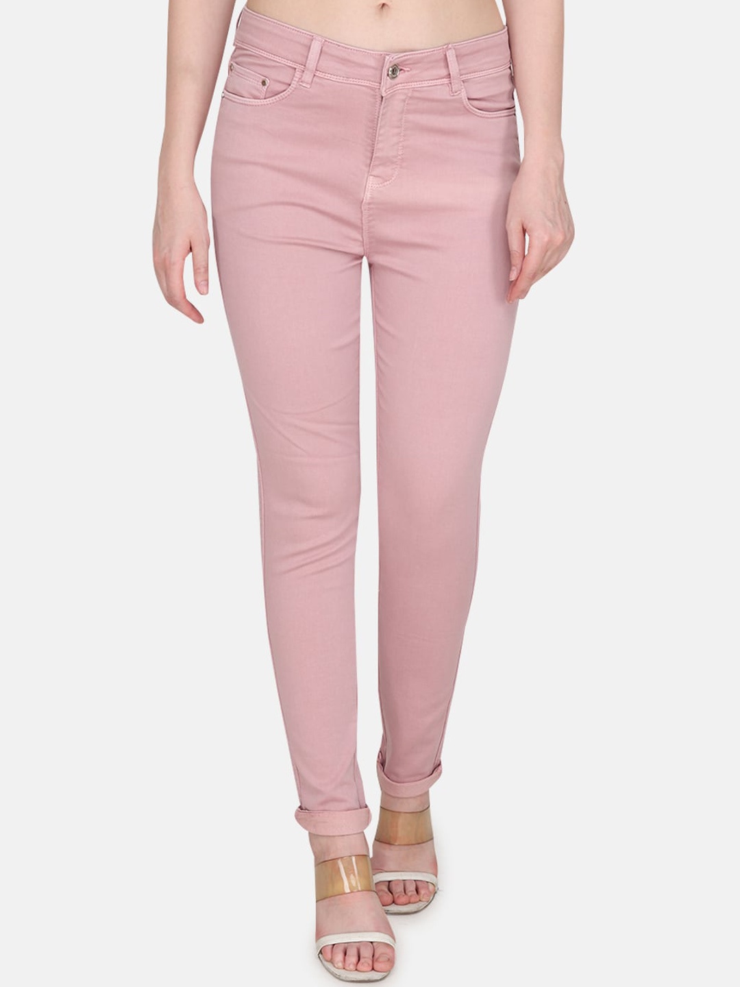 

Steele Women Comfort Skinny Fit Mid-Rise Stretchable Pure Cotton Jeans, Peach
