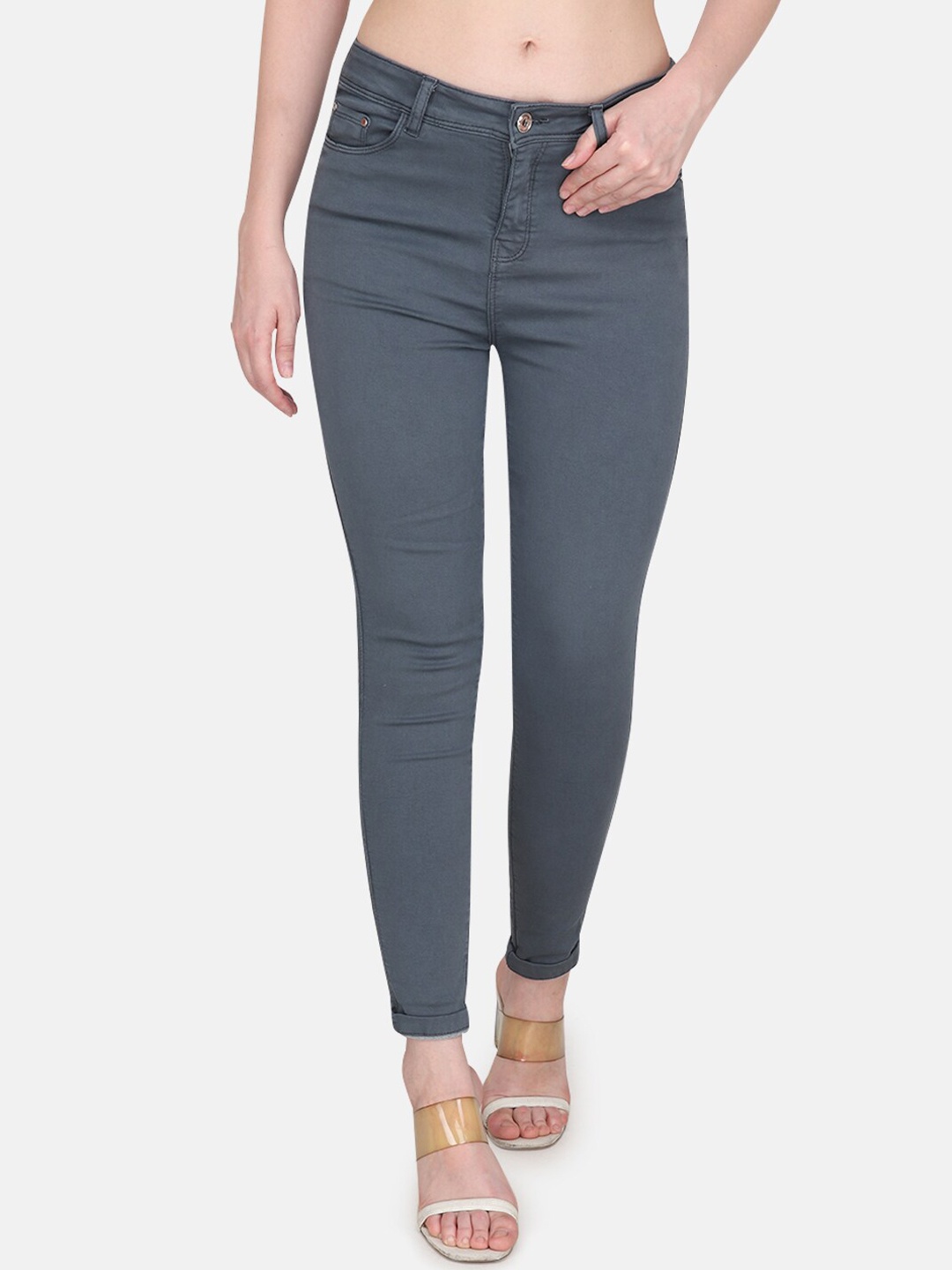 

Steele Women Comfort Skinny Fit Mid-Rise Stretchable Pure Cotton Jeans, Grey