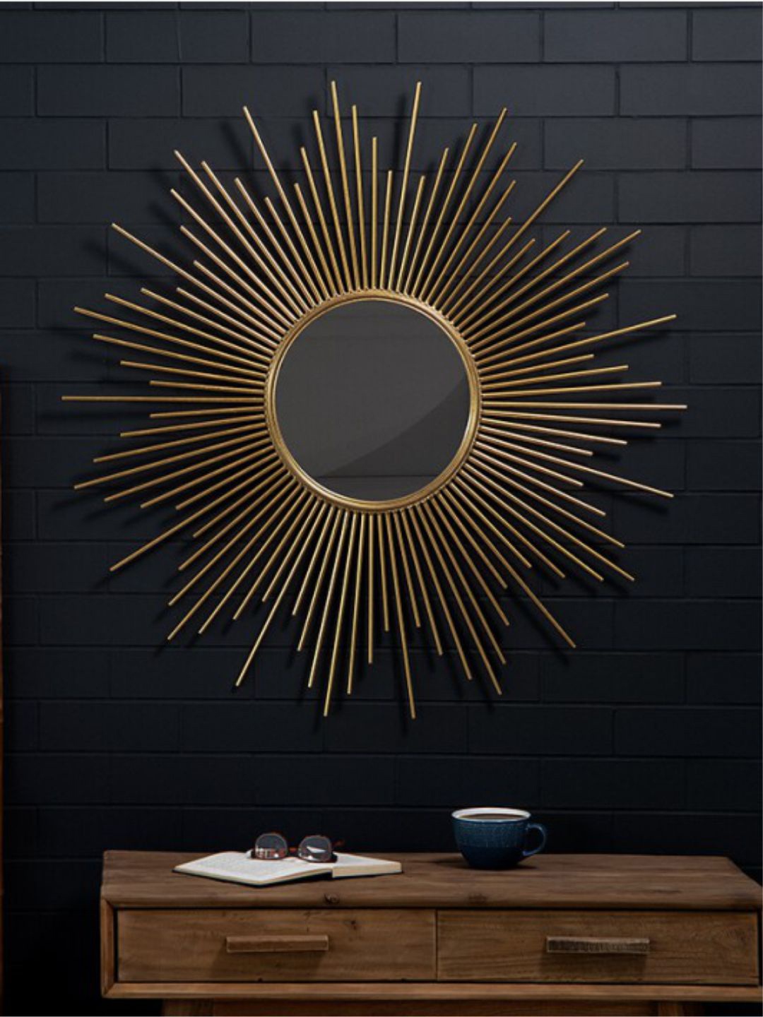 

THE HANDMADE FLAIR Gold-Toned MDF Framed Irregular Decorative Mirror