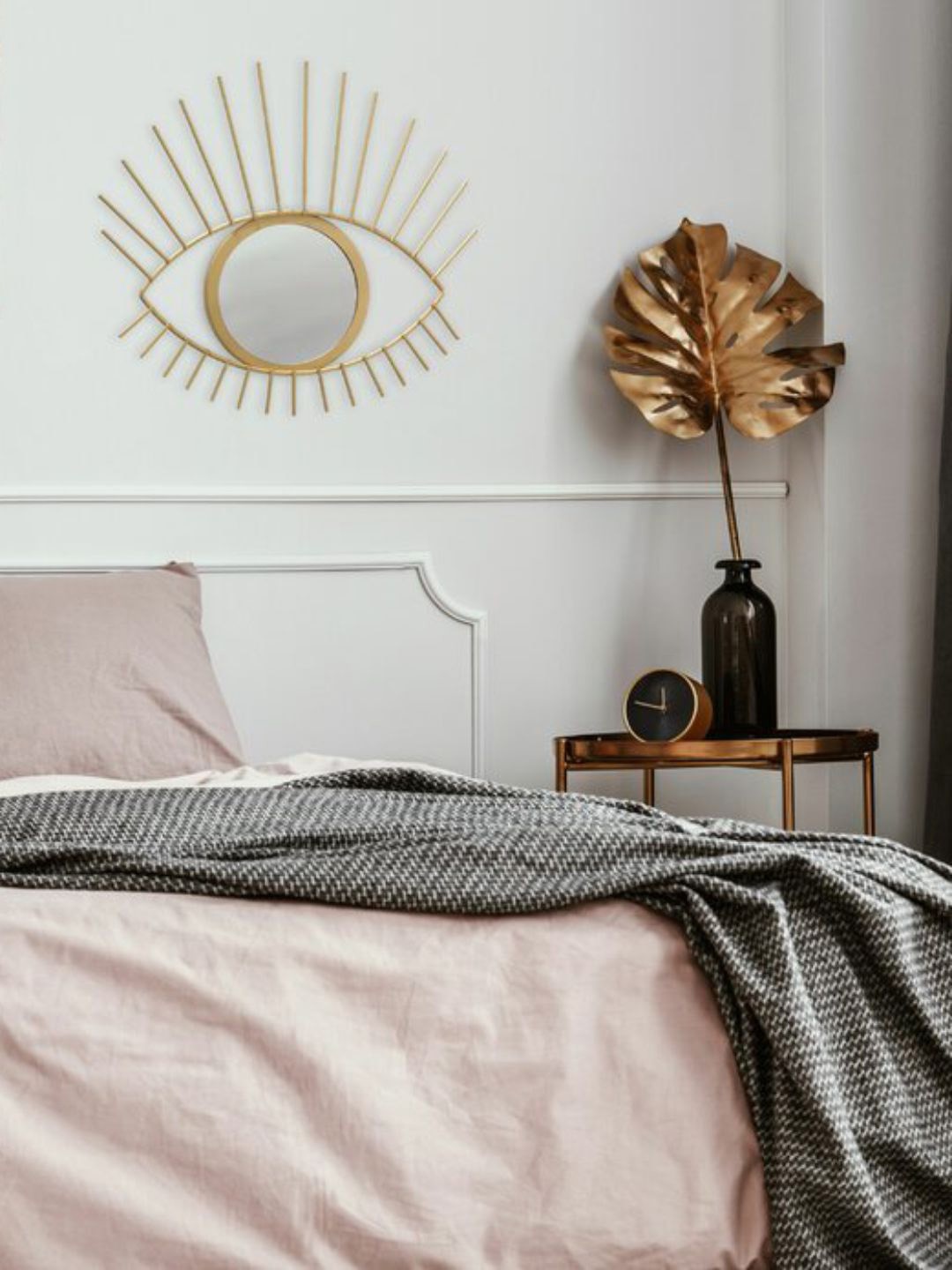 

THE HANDMADE FLAIR Beige Eye Shaped MDF Wall Mirror