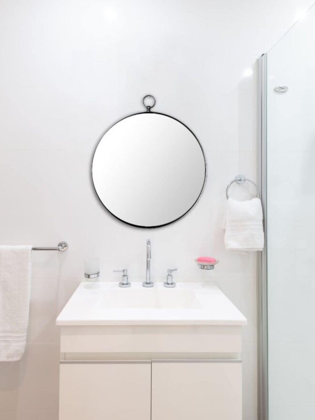 

THE HANDMADE FLAIR Black Round Shaped MDF Wall Mirror