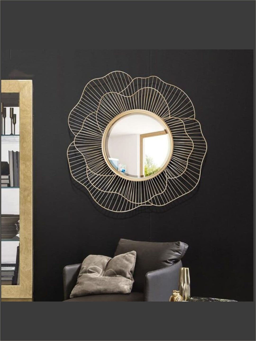 

THE HANDMADE FLAIR Beige Flower Shaped MDF Wall Mirror