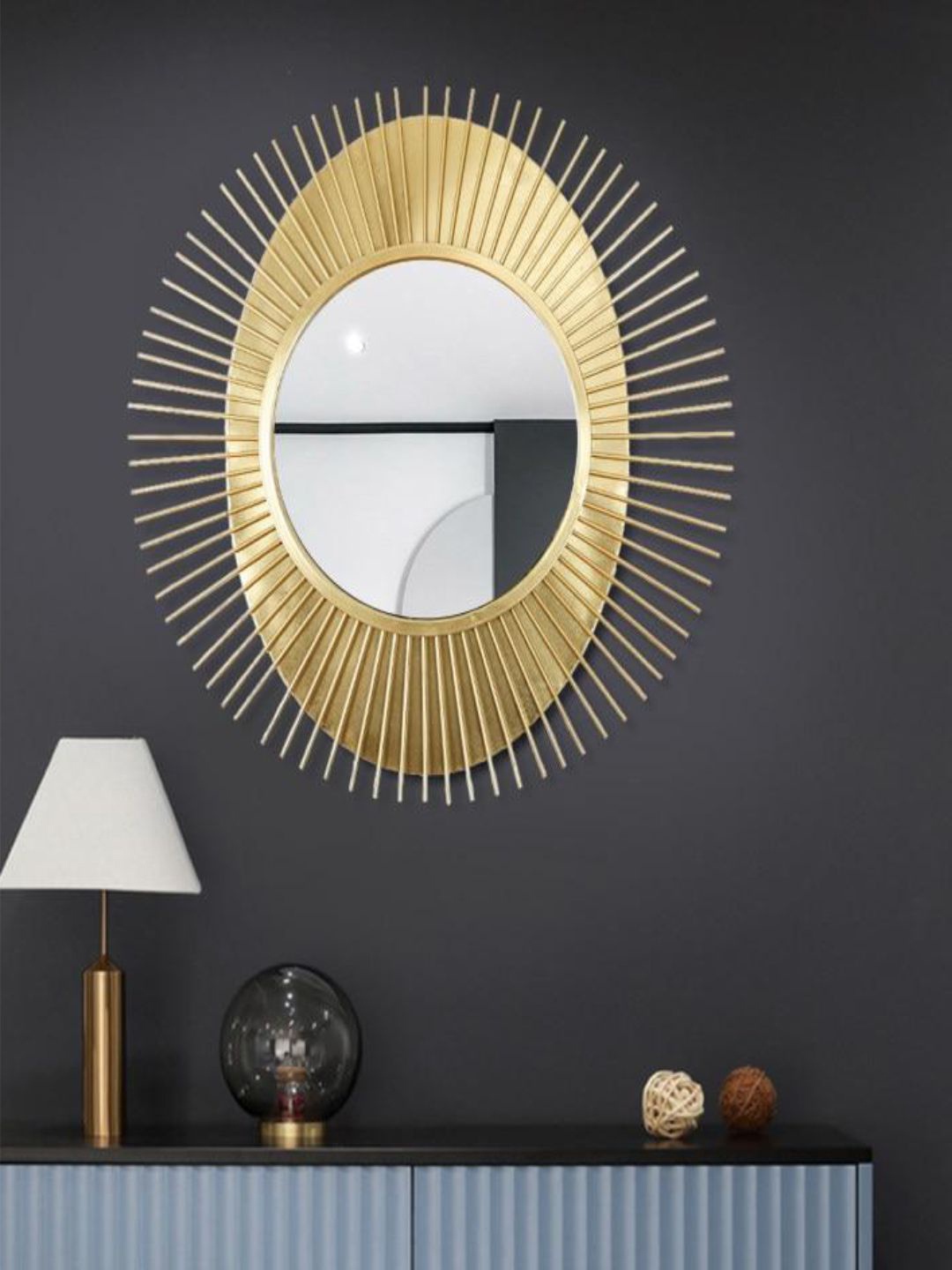 THE HANDMADE FLAIR Beige MDF Wall Mirror