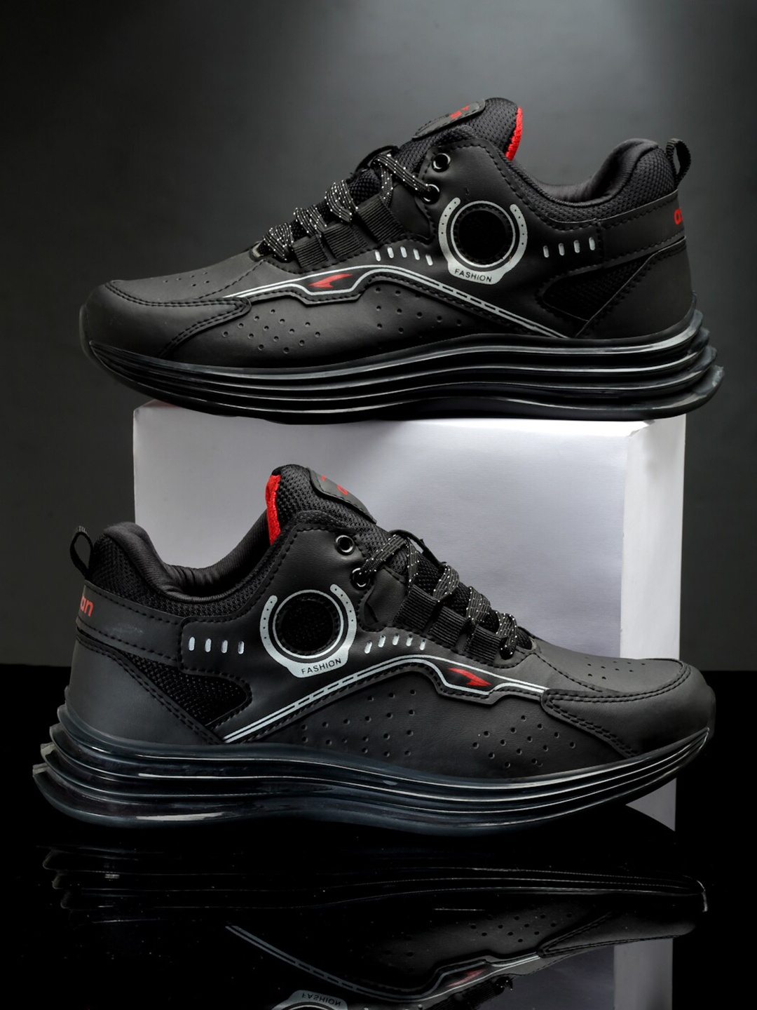 

ASIAN Men Unicorn-04 Memory Foam Mesh Non-Marking Running Shoes, Black