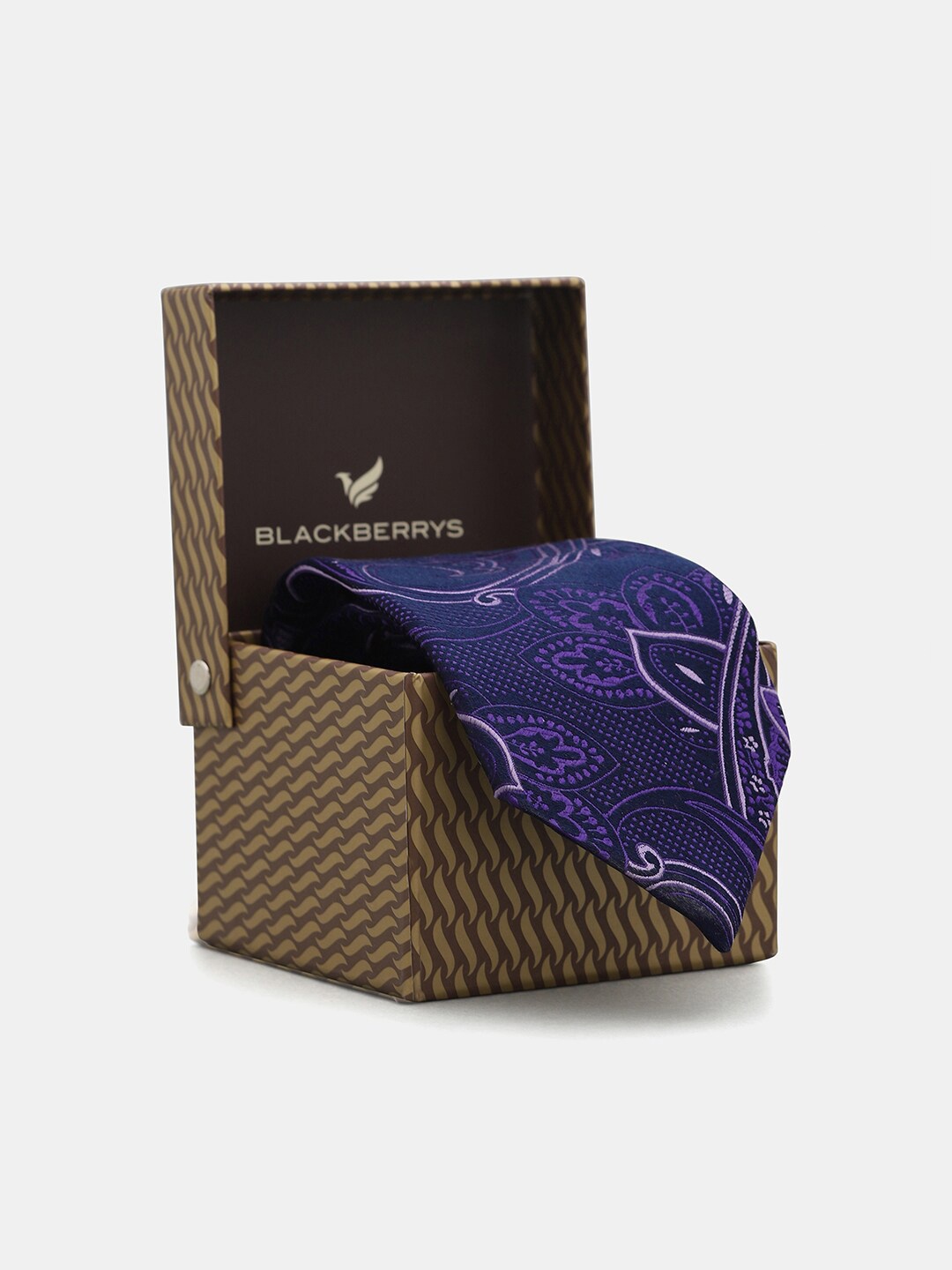 

Blackberrys Men Woven Design Silk Skinny Tie, Purple
