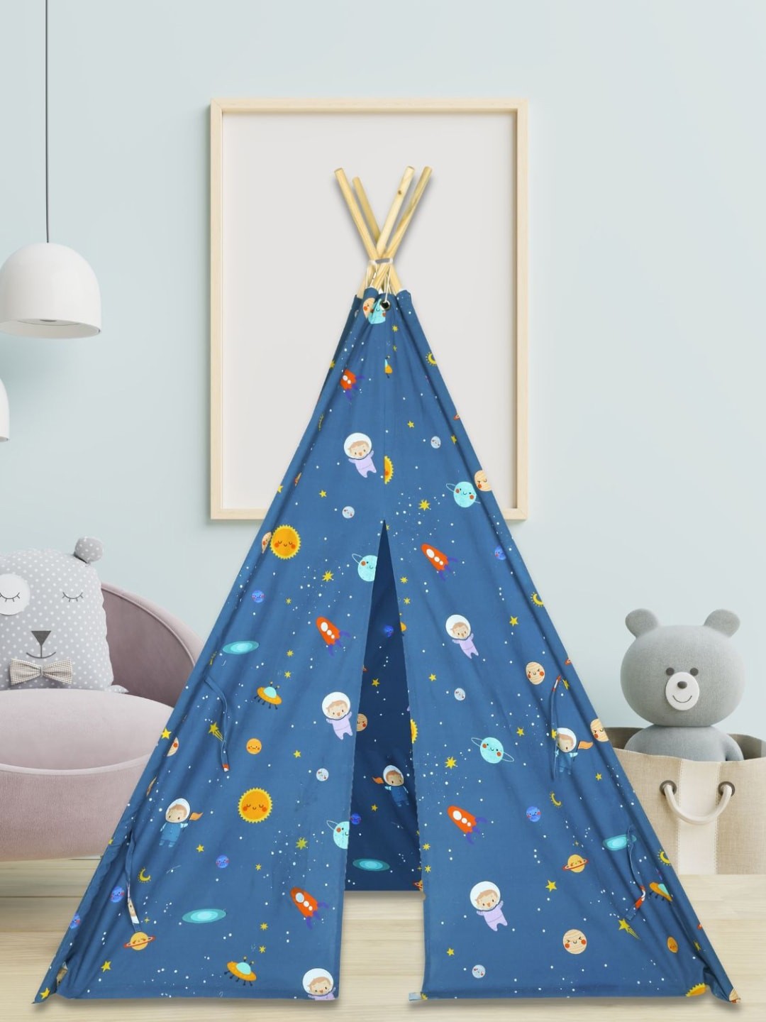 

haus & kinder Kids Spacewalk Printed Portable Teepee Tents, Navy blue