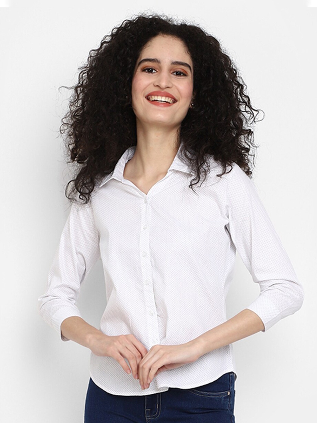 

V-Mart Micro & Ditsy Printed Cotton Casual Shirt, White