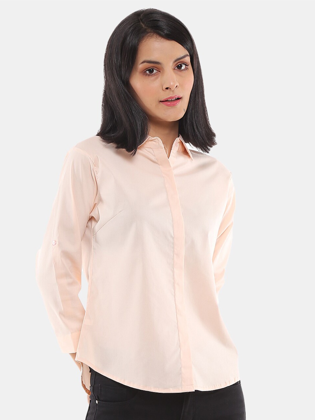 

V-Mart Roll-Up Long Sleeves Cotton Casual Shirt, Pink