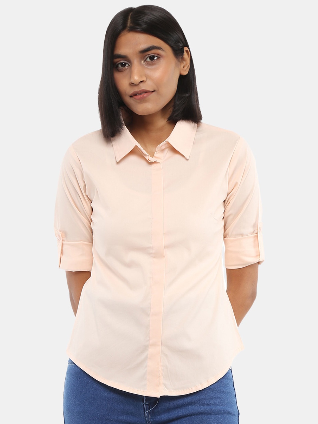 

V-Mart Spread Collar Cotton Casual Shirt, Pink